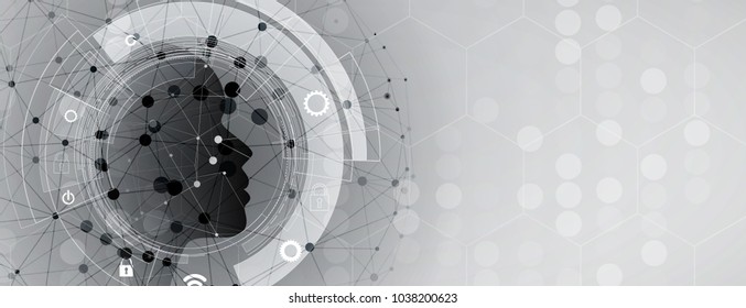 Artificial intelligence. Technology web background. Virtual concept - Shutterstock ID 1038200623