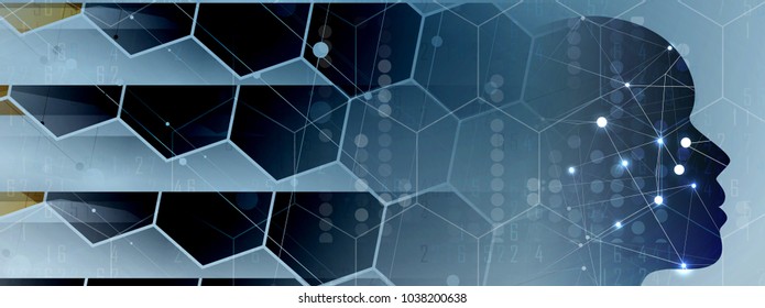 Artificial intelligence. Technology web background. Virtual concept