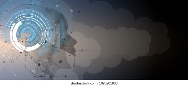 Artificial intelligence. Technology web background. Virtual concept