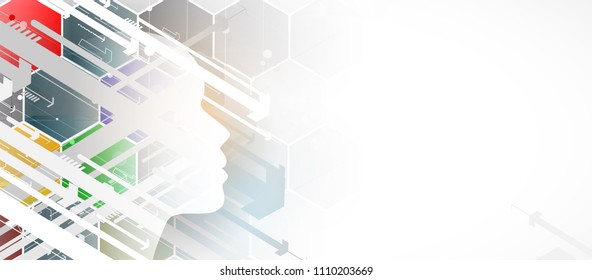Artificial intelligence. Technology web background for business. Virtual concept
