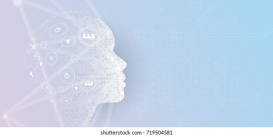 Artificial intelligence. Technology web background. Virtual concept