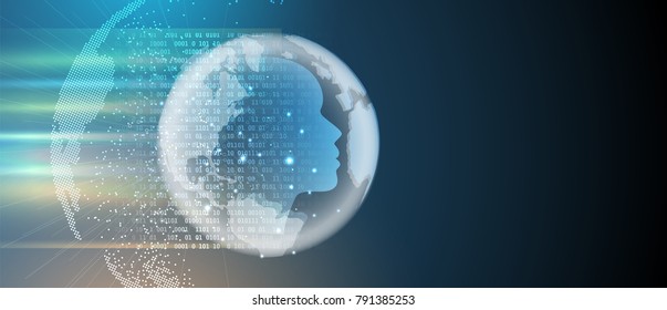 Artificial intelligence. Technology web background. Virtual concept