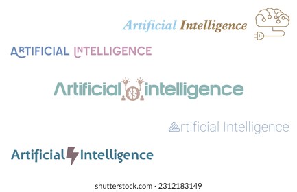 Artificial intelligence text set illustration. Text for your design