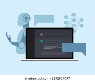 Artificial intelligence text-based conversation. Natural Language Processing NLP. Machine Learning and Deep Learning Technology.