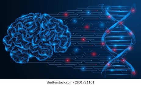 Artificial intelligence that analyzes the DNA helix. The concept of analyzing genetic data, studying heredity, detecting mutations, diagnosing diseases, and applying machine learning in medicine.