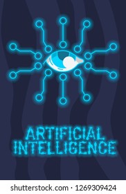 Artificial Intelligence Themed Neon Light Design Concept Illustration Vector Graphic 