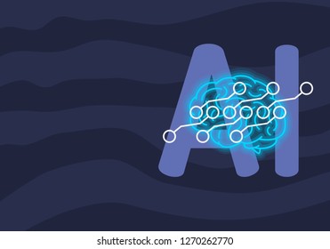 Artificial Intelligence Themed Neon Light Design Concept Illustration Vector Graphic 