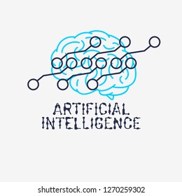 Artificial Intelligence Themed Sign Logo Design Concept Illustration Vector Graphic 