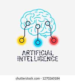 Artificial Intelligence Themed Sign Logo Design Concept Illustration Vector Graphic 