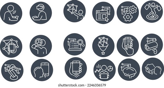 Artificial Intelligence Thin Line Icons vector design