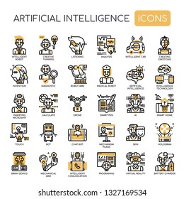Artificial Intelligence, Thin Line and Pixel Perfect Icons