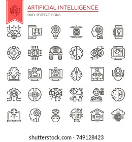 Artificial Intelligence , Thin Line and Pixel Perfect Icons