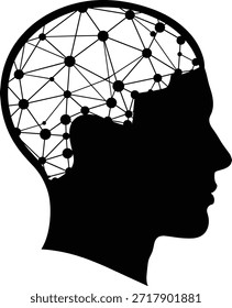 Artificial intelligence and thinking showing head with abstract network inside brain gears icon and brain concept design of creative idea generation innovation.