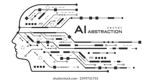 Artificial intelligence. Thought process. The thinking human brain. Vector illustration.