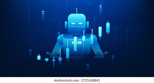 Artificial Intelligence Trading Robot Investing in Stock Market, AI Investment Technology for Automated Trading, Financial Analysis, Algorithmic Trading System, Smart Finance Future Investment