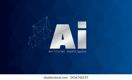 Artificial Intelligence. Triangle blue gradient background. Network pattern. Machine learning. Smart digital technology. AI futuristic vector illustration. Design element