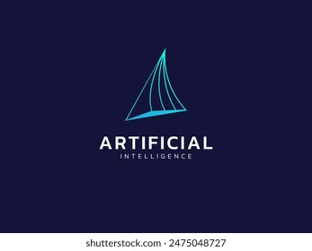 Artificial intelligence with Triangle Geometric curved shapes technology Analysis logo vector design concept. AI technology logotype symbol for advance technology, tech company, identity, ui, web.