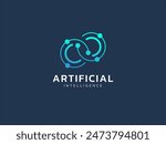 Artificial intelligence with twisted infinity double circle symbol technology Analysis logo vector design concept. AI technology logotype symbol for advance technology, tech company, ui, network, web.