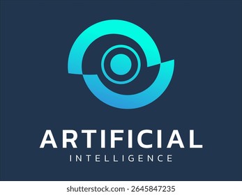 Artificial intelligence with twisted infinity eye circle scan technology Analysis logo vector design concept. AI technology logotype symbol for advance technology, tech company, identity, ui, new tech