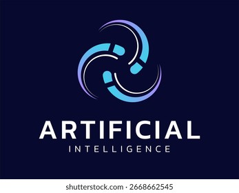 Inteligência artificial com movimento infinito distorcido tecnologia chainlink Análise logotipo vetor conceito de design. Símbolo de logotipo de tecnologia de IA para tecnologia avançada, empresa de tecnologia, ui, rede, web.