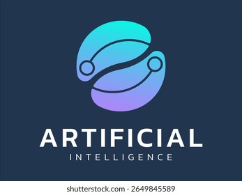 Artificial intelligence with twisted infinity network circle scan technology Analysis logo vector design concept. AI technology logotype symbol for advance technology, tech company, identity, ui, web.