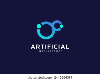 Artificial intelligence with twisted infinity symbol technology Analysis logo vector design concept. AI technology logotype symbol for advance technology, tech company, identity, robotic, innovation.