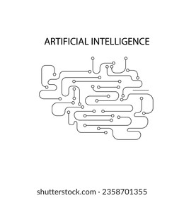Artificial Intelligence vector Brain circuit board ai tech concept dot line elements icon