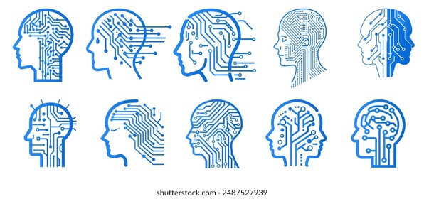 Artificial Intelligence Vector - Circuit Board Human Heads