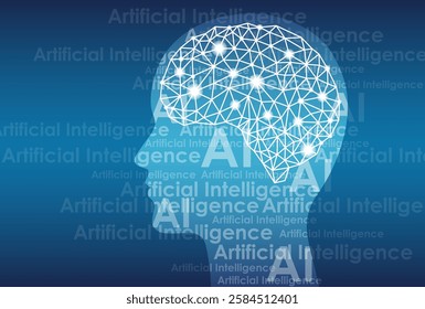 Artificial Intelligence Vector Concept Illustration With A Human Head Silhouette And Electronic Circuit Patterns On A Blue Background. 