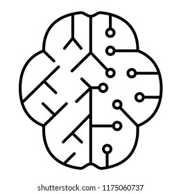 Artificial intelligence. Vector flat outline icon illustration isolated on white background.