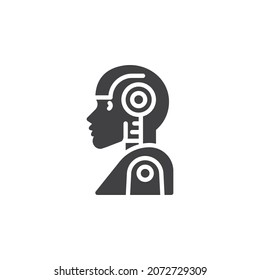 Artificial intelligence vector icon. filled flat sign for mobile concept and web design. Robot, cyborg glyph icon. Symbol, logo illustration. Vector graphics