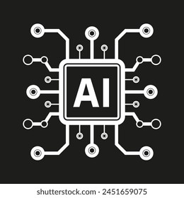 Artificial intelligence vector icon on a black background. AI sign.