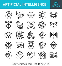 Artificial Intelligence vector icon set for commercial use.