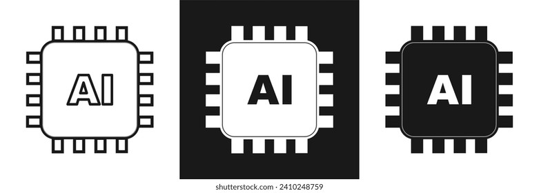 Artificial intelligence vector icon sets, ai symbol. Linear style and filled style. sign for mobile concept IDEA and Ui,Ux,web design. Artificial intelligence symbol logo Vector illustration.