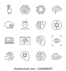 Artificial intelligence vector icons set