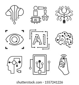 Artificial Intelligence Vector icons set.