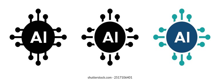 Conjunto de iconos vectoriales de inteligencia artificial. Diseños de iconos de Vector AI