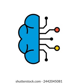 Artificial Intelligence vector illustration. Brain with neural network icon.