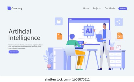 Artificial Intelligence Vector Illustration Concept , Suitable for web landing page, ui, mobile app, editorial design, flyer, banner, and other related occasion
