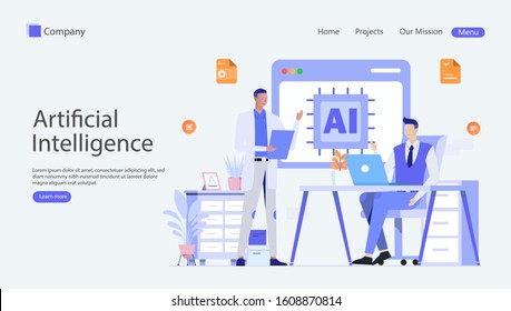 Artificial Intelligence Vector Illustration Concept , Suitable for web landing page, ui, mobile app, editorial design, flyer, banner, and other related occasion