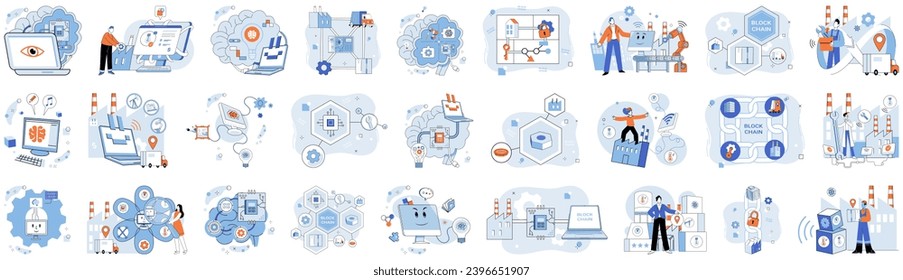 Artificial intelligence vector illustration. In cybernetic realm, processors are engines propelling artificial intelligence forward The knowledge ecosystem thrives in fertile soil machine learning