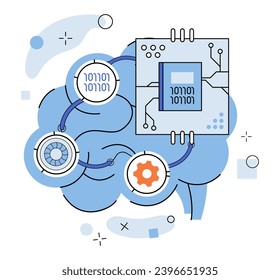 Artificial intelligence vector illustration. Internet explorers delve into realms digital intelligence, powered by algorithms Artificial intelligence, virtuoso technology, orchestrates digital