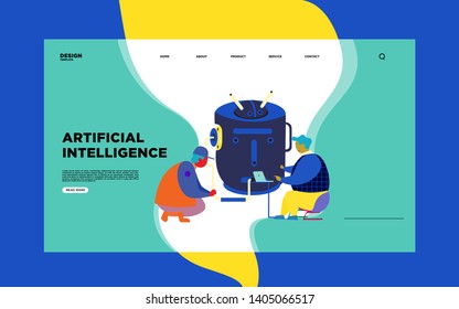 Artificial Intelligence vector illustration landing page,website,apps, poster, banner.