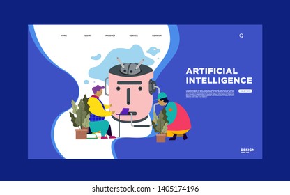 Artificial Intelligence vector illustration landing page,website,apps