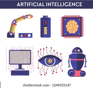 Artificial intelligence vector illustration of robot human mind