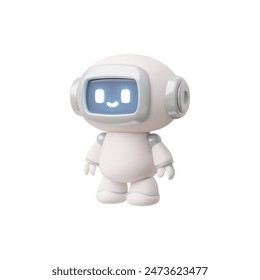 Artificial intelligence. Vector illustration of a smiling chatbot in 3D. Depicts artificial intelligence servers and neural network technology in a cartoon style on an isolated background.