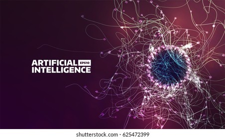 Artificial Intelligence Vector Illustration. Turbulence Flow Trail. Futuristic Background