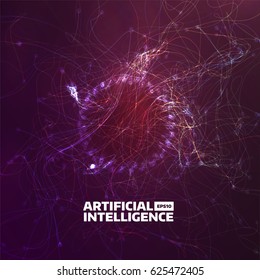 artificial intelligence vector illustration. Turbulence flow trail. Futuristic background