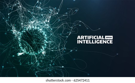 artificial intelligence vector illustration. Turbulence flow trail. Futuristic science background. Organic structure