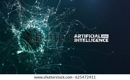 artificial intelligence vector illustration. Turbulence flow trail. Futuristic science background. Organic structure